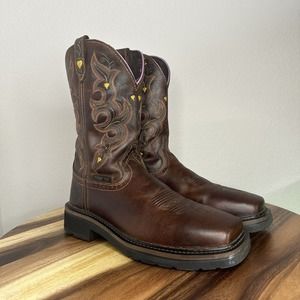 Justin Women’s 8 1/2 B, Rugged Stampede Square Composite Toe Work Boots WKL4664